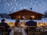 White meteor shower light, outdoor solar powered icicle light, snowflake falling rain string light, 01251433