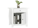 Single Door Bedside Cabinet with A Drawer White 92297256