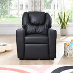 ZUN Kids Recliner Chair Black PVC W311P216907