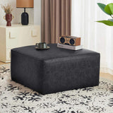 Square PU Leather Ottoman,Black N757P180768B