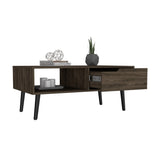 ZUN Coffee Table, One Open Shelf, One Drawer, Dark Walnut B097133228