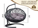 Cat Swing Bed with Stand & Cushion, Cat Egg Chair with Rattan Wicker Appearance, Indoor Hanging 05489427