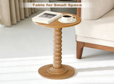 Round Side Table - Solid Wood Leg Small Drink Table for Living Room Bedroom Office,Natural 05193334