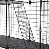 ZUN 3-Tier Wire Cat Cage, Large Kennels Playpen with 3 Platforms, 3 Ramp Ladders and 4 Doors, Black W2181P155328