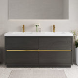 72" Freestanding Bathroom Vanity with Sink, Bathroom Storage Vanity Cabinet with Stone Resin W1573P264348
