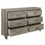 ZUN Rusticated Style Weathered Gray Finish 1pc Dresser of 6x Drawers Transitional Bedroom Wooden B01191703