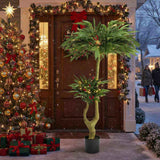 5FT Tall Artificial Plant Fake Potted Willow Tree Faux Green Silk Black Potted Plant for Indoor Home 04716653