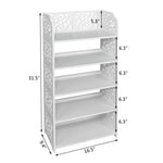 ZUN Wood-plastic Board Five Tiers Carved Shoe Rack White A 52666556