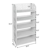 ZUN Wood-plastic Board Five Tiers Carved Shoe Rack White A 52666556