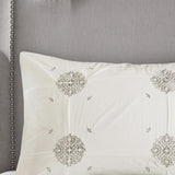 King/Cal King 4 Piece Embroidered Cotton Reversible Duvet Cover Set B035129165