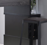 ZUN Home Bar Table with Wine Glass Compartment and Three Shelves in Distressed Grey & Black B107130874