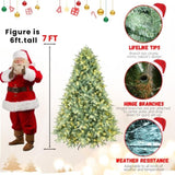 Artificial 7ft Blue green Tint Christmas Tree with 2518 PE/PVC Mixed Branch Tips, 700L warm white 19002775