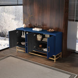 TREXM Retro-Style Sideboard with Adjustable Shelves, Rectangular Metal Handles and Legs for Kitchen, N715P232695M