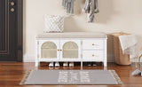TREXM Shoe Storage Bench, Vintage Shoe Bench with Storage and Cushion, Shoe Bench with Drawers and N715P245263K