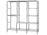 71 Inch Gray Portable Clothes Closet, Non-Woven Fabric Steel Tube PP Plastic Storage Wardrobe with 8 09487677
