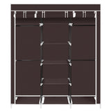 ZUN 69" Portable Clothes Closet Non-Woven Fabric Wardrobe Double Rod Storage Organizer Dark Brown 72079783