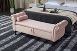 Aijia 63" Velvet Multifunctional Storage Rectangular Sofa Stool Buttons Tufted Nailhead Trimmed W111749321