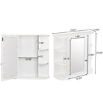 ZUN 3-tier Single Door Mirror Indoor Bathroom Wall Mounted Cabinet Shelf White 48311781