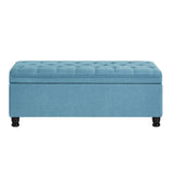 Upholstered tufted button storage bench ,Linen fabric entry bench with spindle wooden legs, Bed W2186P151308