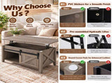 Lift Top Coffee Table with Sliding Barn Door, Farmhouse X Side Design, Hidden 46696820