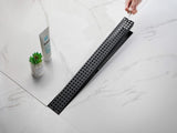 24 Inch Linear Shower Drain with Removable Square Patterned Grate, 304 Stainless Steel with Hair 49223719