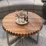 31.4-inch living room circular coffee modern natural wood grain handmade drum shaped coffee 90175034