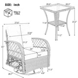 3-piece Outdoor Chair&Table Set 2-person Rattan Seating Group with Two Swivel Chairs and a Square N719P234190D