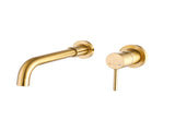 Wall Mount Faucet for Bathroom Sink or Bathtub, Single Handle 2 Holes Brass Rough-in Valve Included, 93436617