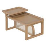 Modern 2 Piece Nesting Rattan Wood MDF Coffee Table Set in Natural N735P176285D