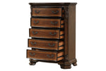 ZUN Traditional Style 5-Drawer Chest With metal drawer pulls Made with Wood in Walnut B009P225189