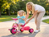 Pink Kids Tricycle with Stable Triangle Metal Frame, Anti-Slip Wheels, Seat Handle, Indoor Outdoor 84858844