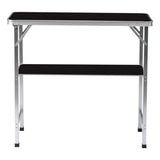 Portable Folding Bar Table with Shelf, Tradeshow Podium Table with Black Skirt and Carrying Bag, for 50301347