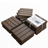 Patio Interlocking Deck Tiles, 12"x12" Square Composite Decking Tiles, Four Slat Plastic Outdoor W1859P181793