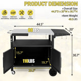 ZUN Outdoor Grill Cart with Storage, Rolling Bar Cart Movable Kitchen Island for BBQ, Patio Dining Cart 64945841