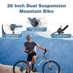 ZUN 26 inch Mountain Bike 21-Speed Dual Suspension Aluminum Alloy Frame For Men and Women's Bike W1019P179700