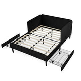 Full Size Upholstered Platform Bed Frame with 2 Storage Drawers, Adjustable Velvet Sofa Bed, Black W1413P298912