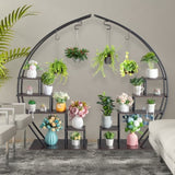 2pcs 5 Layers Semicircle Iron Wood Suitable For Garden Balcony Patio Lawn Home Decoration Plant 11920122