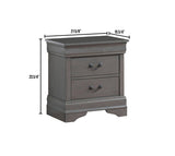 1pc Nightstand Gray Louis Philippe Solid wood English Dovetail Construction Antique Nickle Hanging HS11CM7966GY-N-ID-AHD