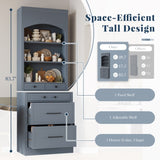 TOPMAX Modern 83.7inch High Kitchen Pantry, Freestanding Tall Kitchen N717P221575E