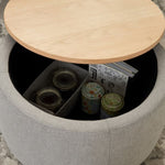 ZUN Round Storage Ottoman, 2 in 1 Function, Work as End table and Ottoman, Grey W48735177