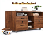 Wooden Filing Cabinet, 4 Drawers, Walnut, P2 Particle Board with Melamine 39071771