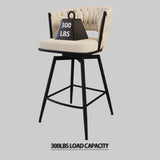 26" Bar Chair Soft cloth Woven Bar Stool Set of 2,Black legs Barstools No Adjustable Kitchen Island W2189P180368