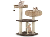 41 Inch Hand-Woven Water Hyacinth Cat Tree, 3 Sisal Scratching Posts Multi-Level Activity Center for 74500291