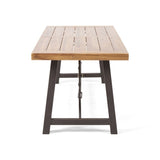 Outdoor Acacia Wood Metal Base Dining Table, Teak 57239.00