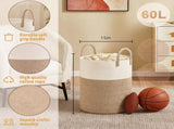 Laundry Basket, Woven Cotton Rope Laundry Hamper, Decor Storage of Dirty Clothes, Toys and Blankets 61242713