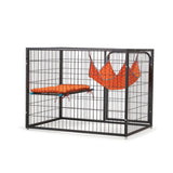 4-Story Pet Cage, Bunny Hutch with Ladder, Lockable Wheels and Removable Tray, Black and Orange W2181P153020