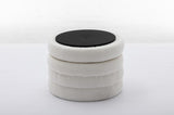 007-Boucle Fabric Storage Round Ottoman Footstool With Wooden Shelving,Ivory W527121981