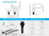 Bathroom Faucet 2 Handle 4 Inch Centerset Bathroom Sink Faucets 3 Hole with Pop Up Drain and Water 93519635