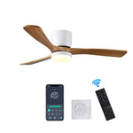 ZUN 42 inch Wood Ceiling Fans with Lights and Remote, Modern Flush Mount Low Profile Ceiling Fan with W2352P194114