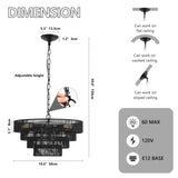 Rustic 4-Tier Black Hemp Rope Chandelier with 6 E12 Sockets, UL Listed Hardwired Pendant Light, W1340P241298